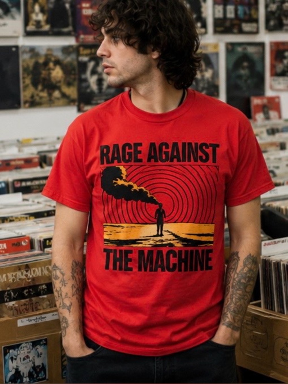 Rage Against the Machine Red Graphic Band Tee | Gildan | Medium - Picture 2 of 8